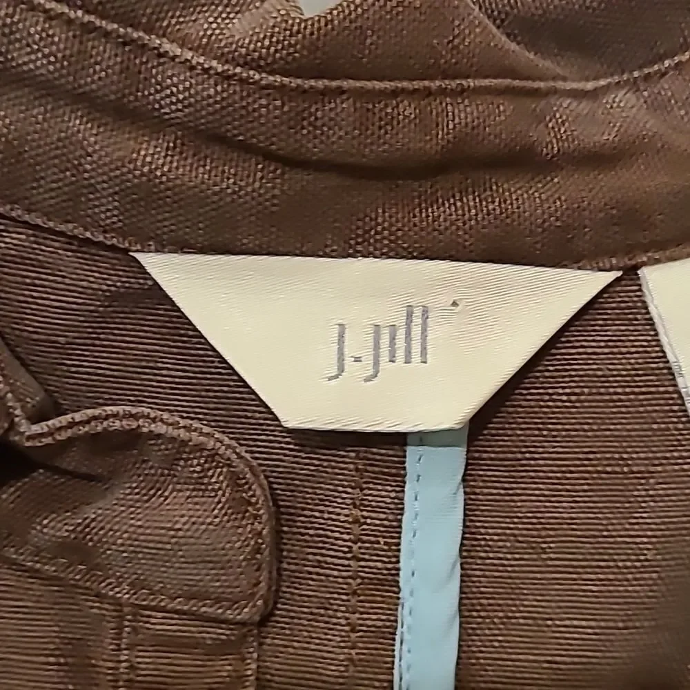J jill womens brown tencel and linen button down womens jacket size medium‎